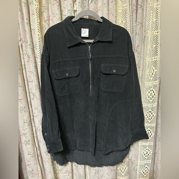 aerie Jackets & Blazers - Aerie Offline Corduroy 1/2 Zip Pullover Tunic w/‎ Pockets Gray Size Medium